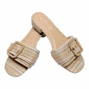 Joie "Claire" Buckle & Pastel-Stitching Detail Slip-On Sandals. Size 6.5